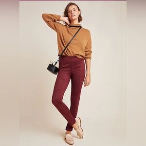 Sanctuary x Anthropologie Burgundy Faux Suede Legging, size XL